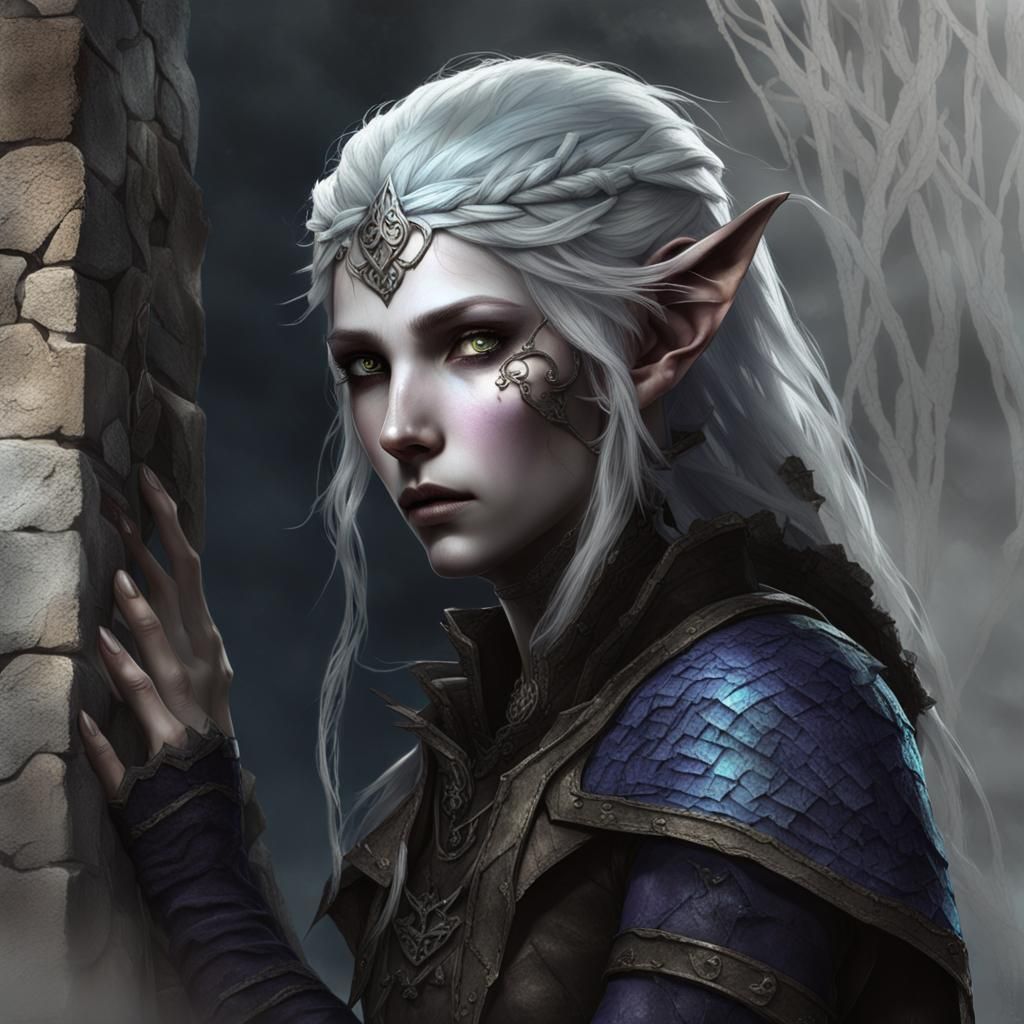 Pale Elf Rogue in Dark Fantasy Illustration