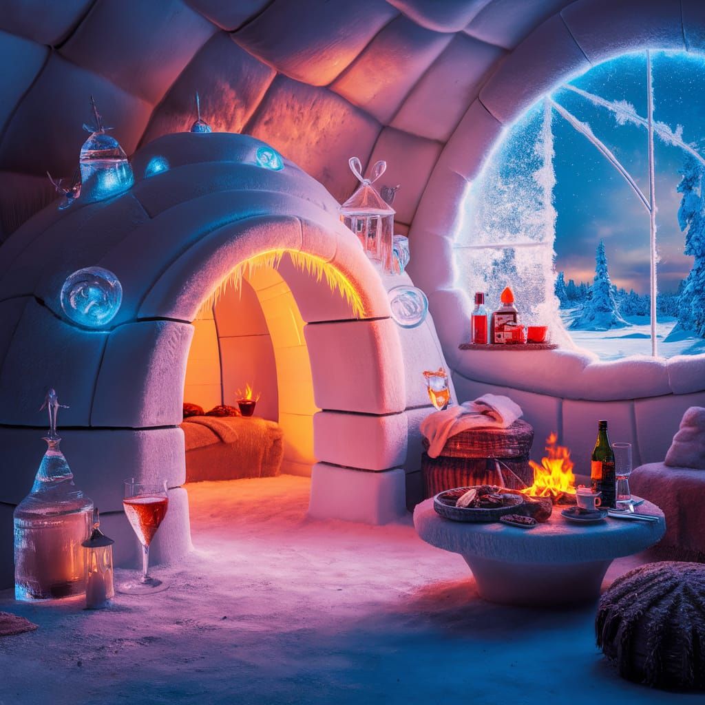 Enchanting Igloo: A Cozy 3D Render Illustration