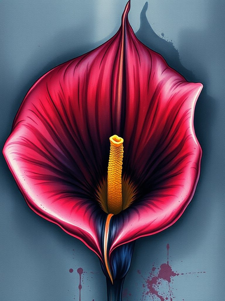 Gothic Calla Lily in Rich, Vibrant Hues, Watercolor and Ink ...