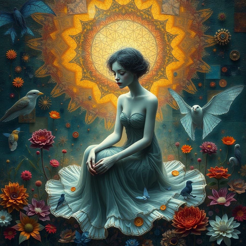 Mystical Figure in a Dreamlike Landscape