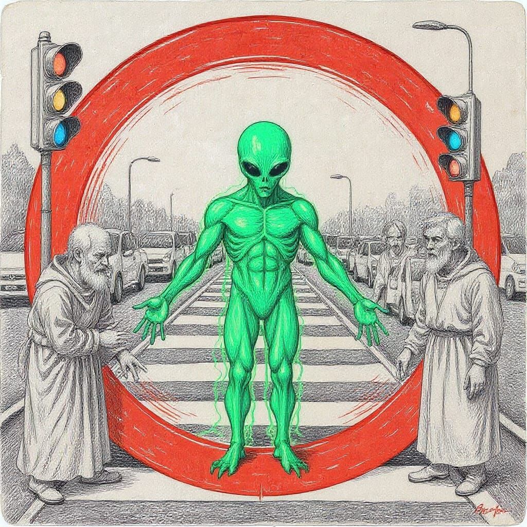 Alien Observation: Egon Schiele-Inspired Classroom Sketch