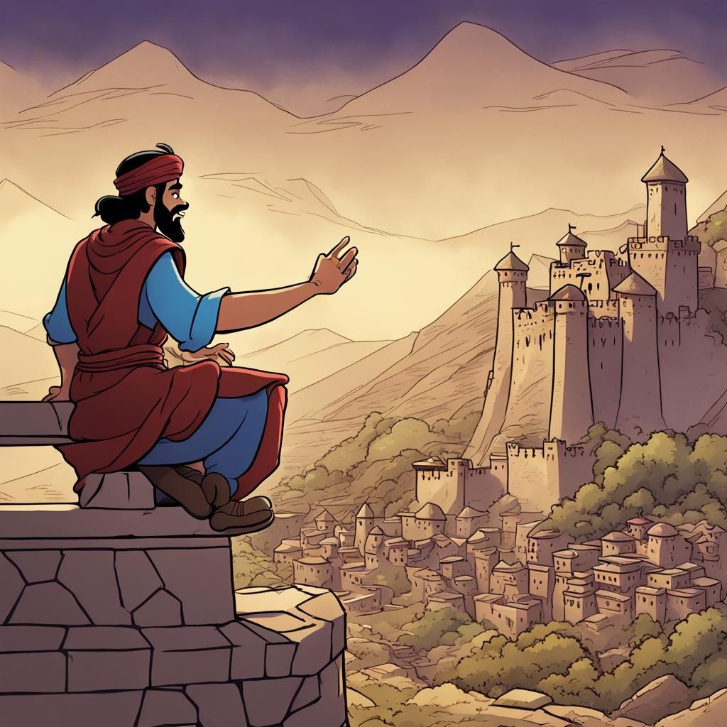 Hasan-i Sabbah as Cartoon Character in Animated Scene