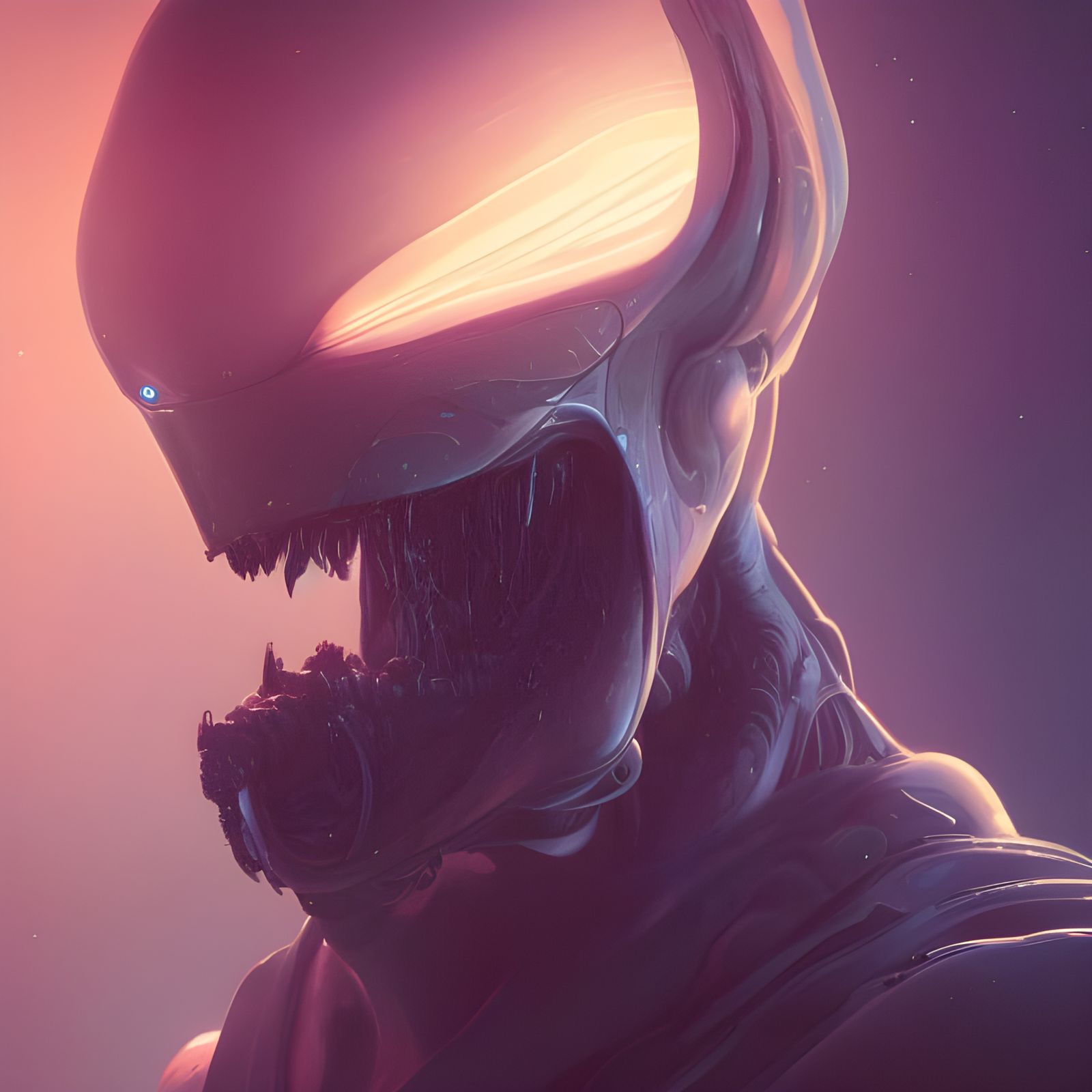 Detailed Alien Portrait in Digital Art Style