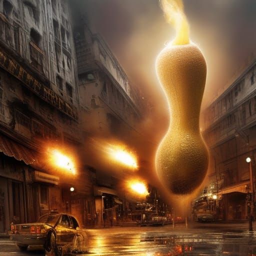 Exploding Banana Grenade in Cinematic Digital Painting