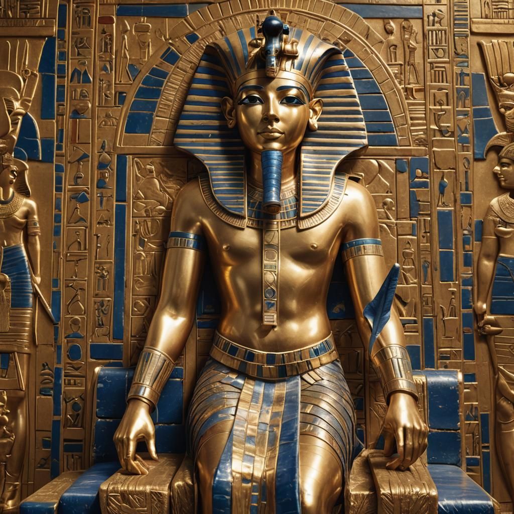 Tutankhamun Portrait in Ancient Egyptian Art Style