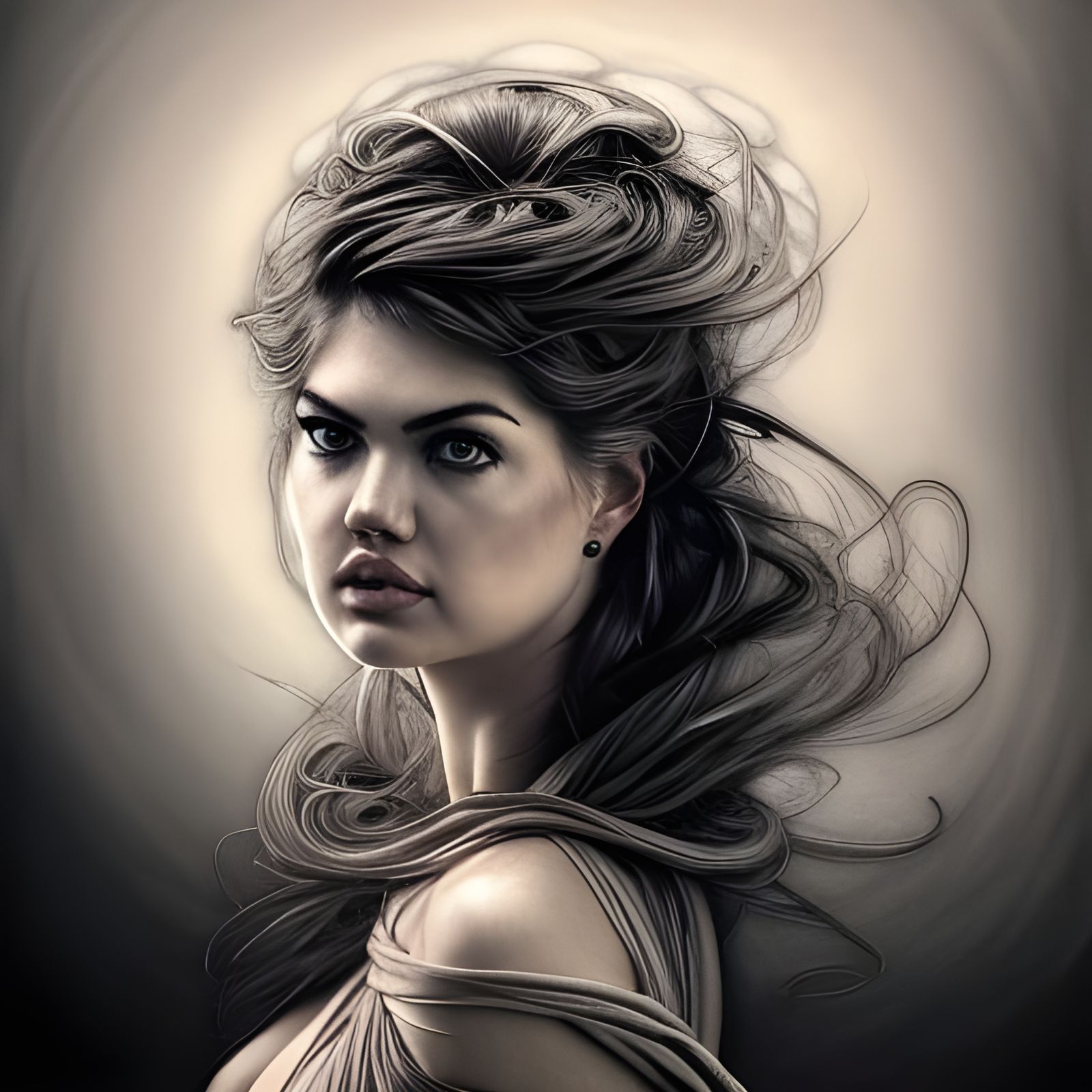 Kate Upton Charcoal and Pastel Portrait