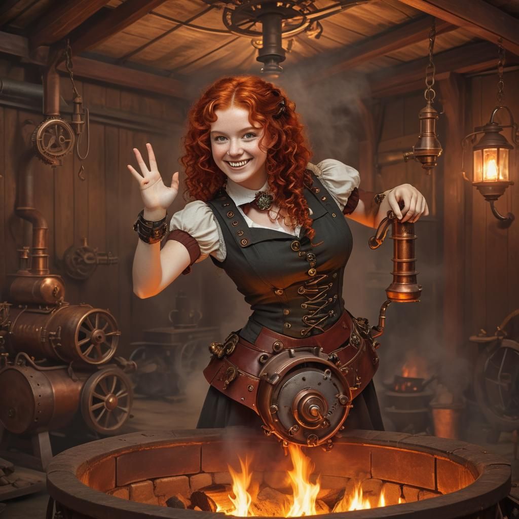 Steampunk Redhead by Firelight