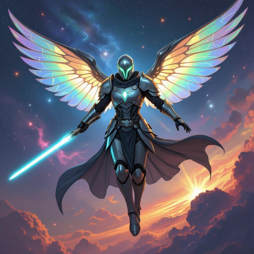 Dragonborn Jedi Knight Soaring Through Cosmos