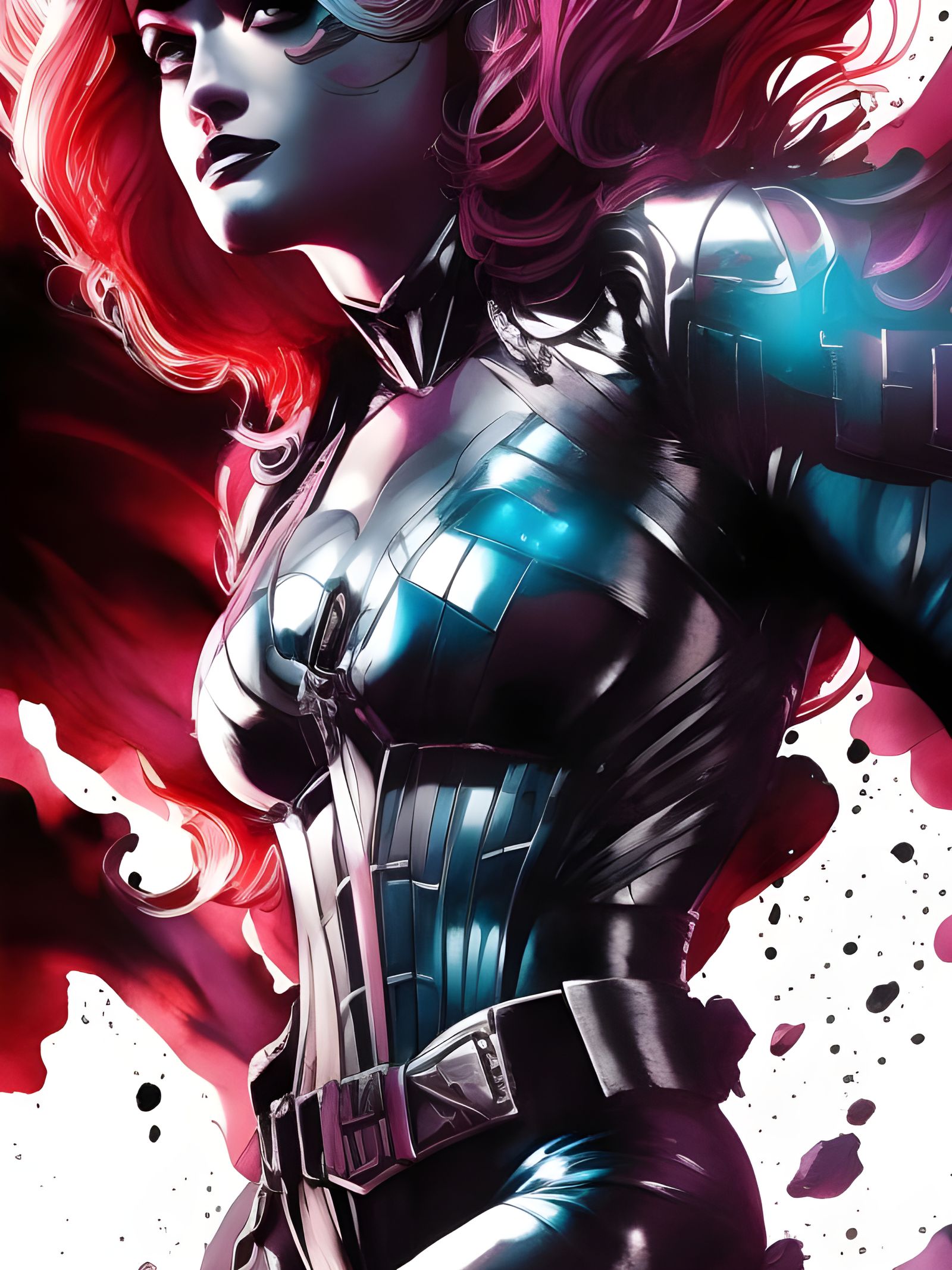 Stunning Woman in Comic Book Style with Ink Wash