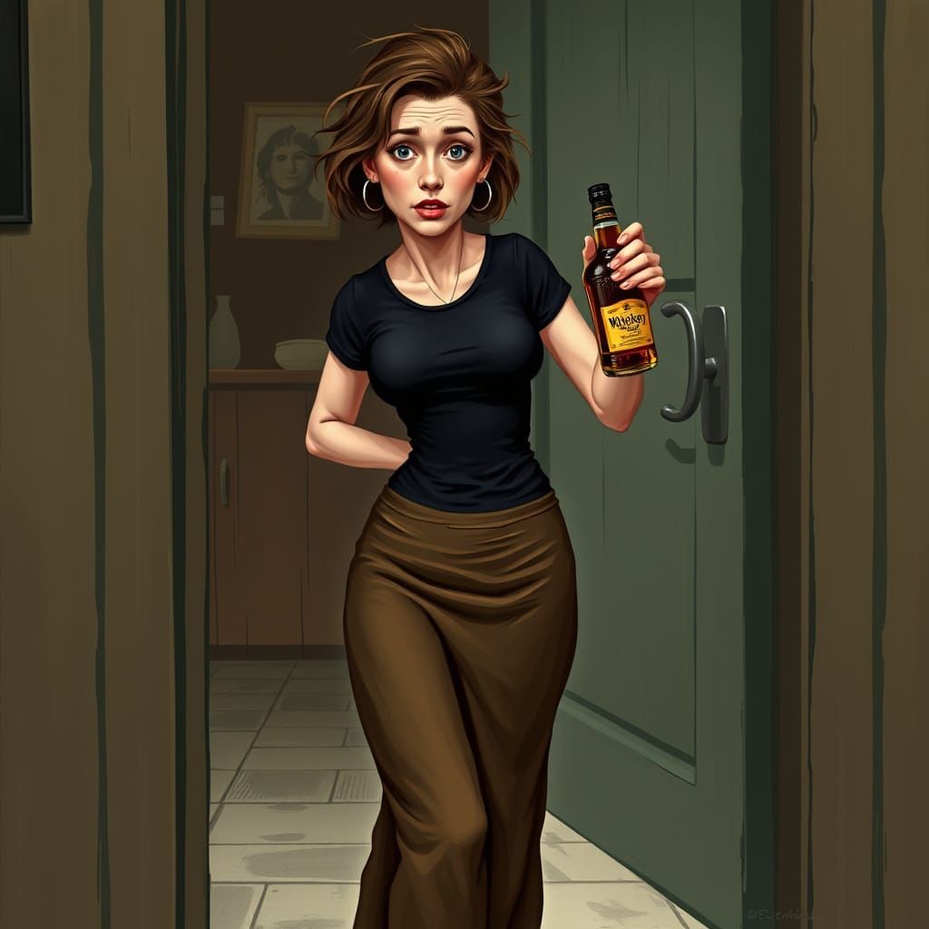 Distorted Portrait of a Drunken Woman in Exaggerated German ...