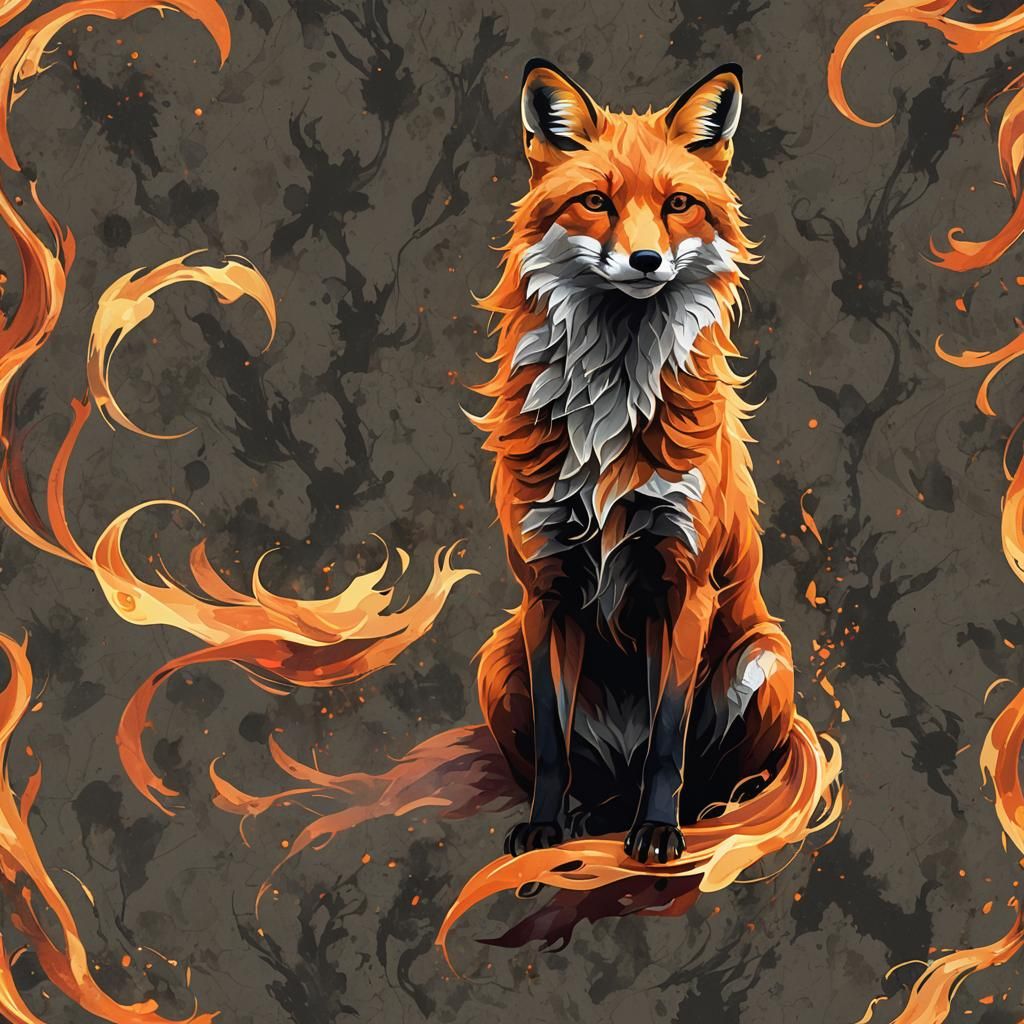 Ethereal Fox: A Fiery Portrait in Motion