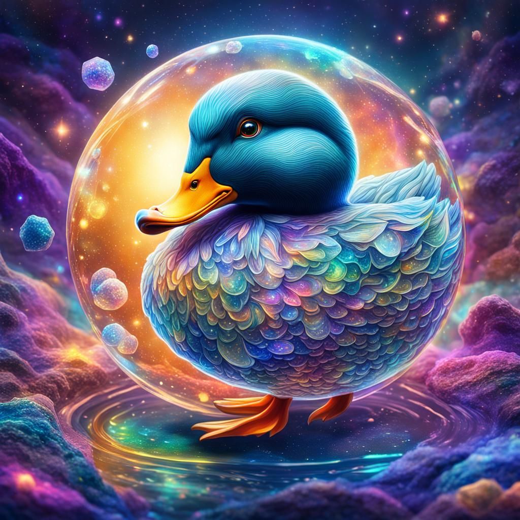 Crystal Ball Duck Dressed as Nugget: Astral Illustration