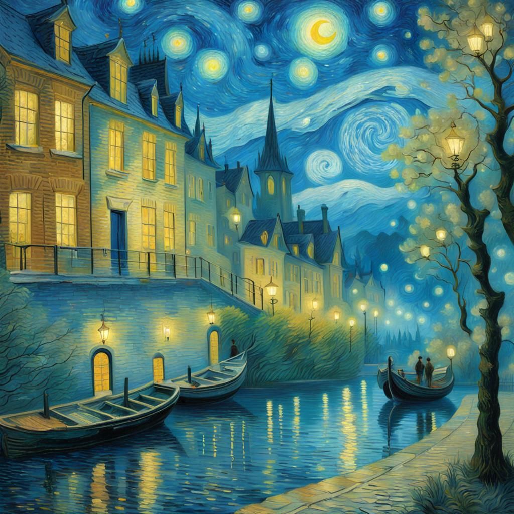 Ethereal Starry Night Fantasy in Luminist Style