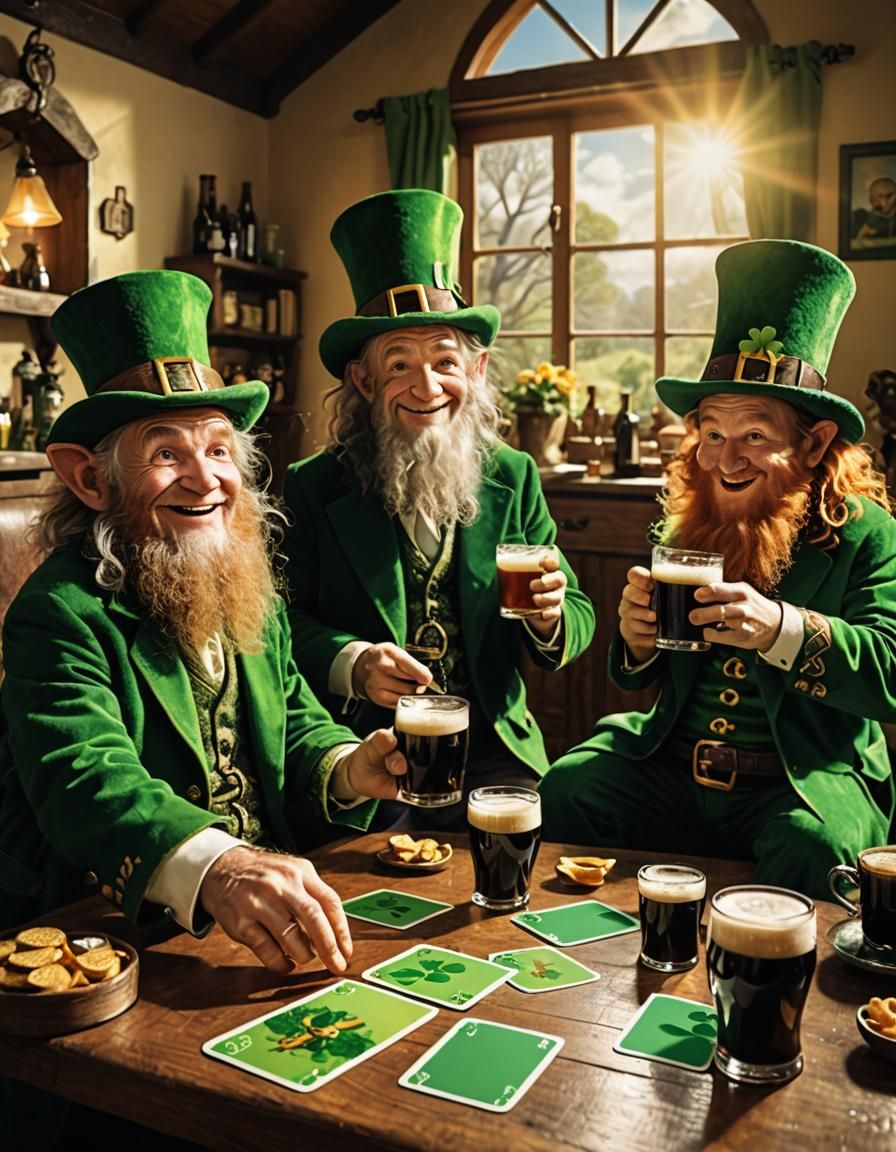 Leprechaun and Saint Patrick's Poker Game