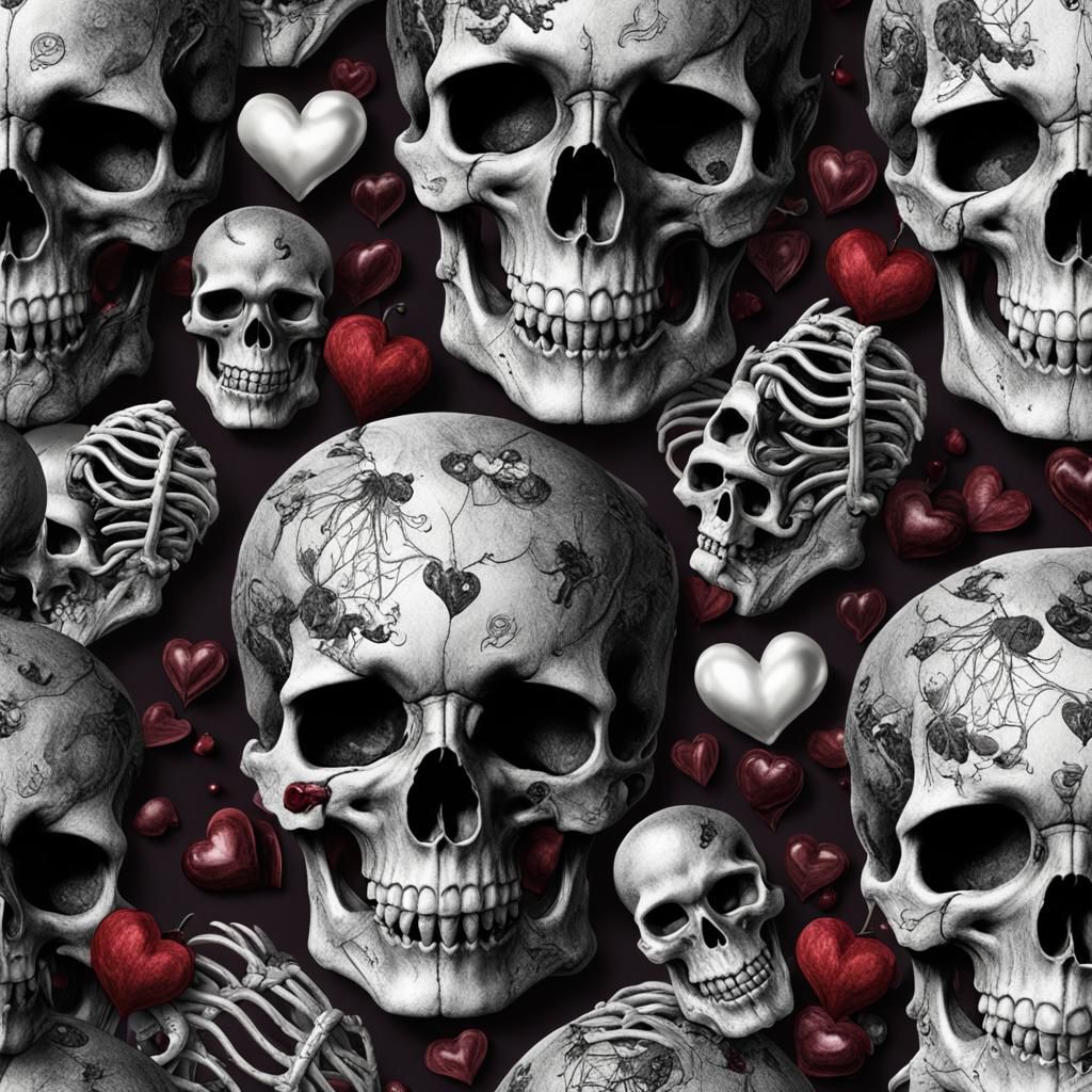 Skulls, Skeletons, Hearts, Ravens and Pearls in Dark Fantasy...
