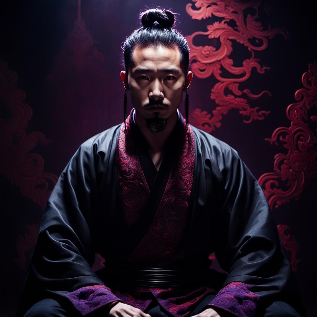 Gothic Portrait of a Man with Man Bun