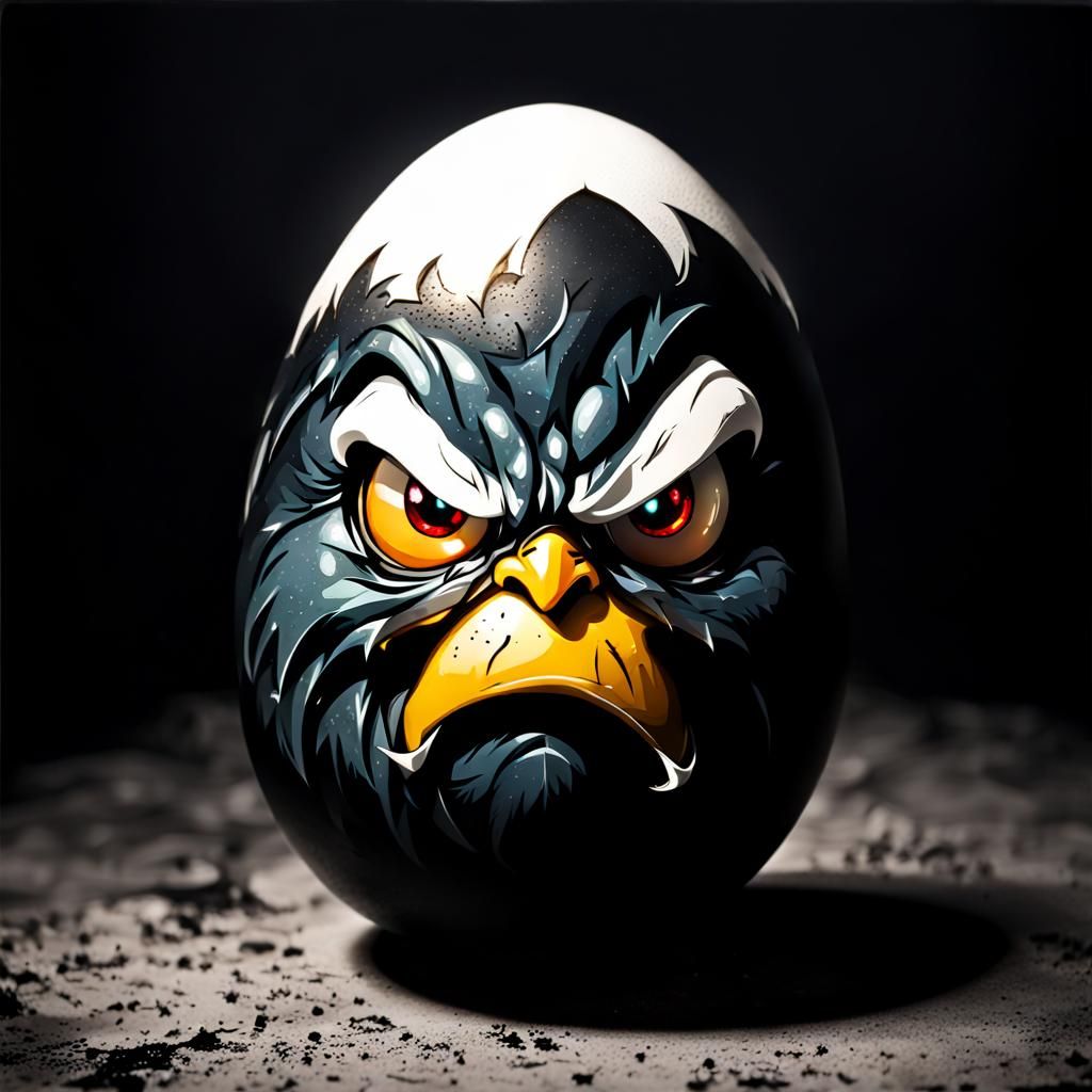 Gothic Style Angry Egg Illustration