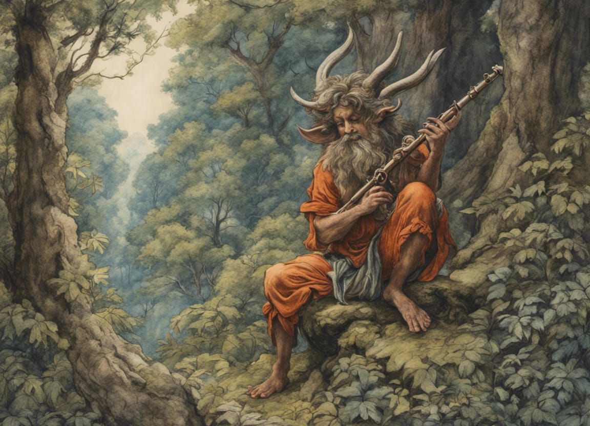 Satyr playing the flute