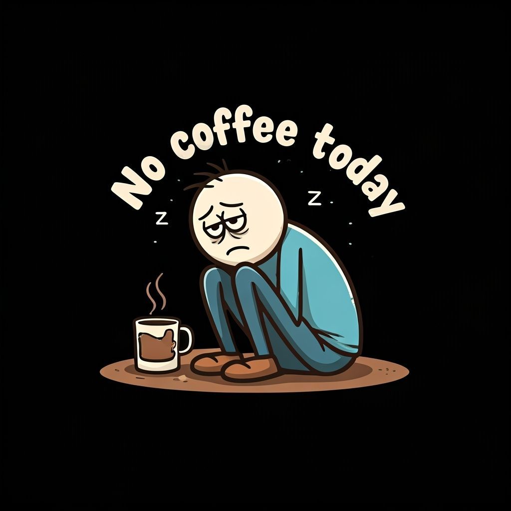 Stick Figure Lacks Coffee in Minimalist Cartoon Style