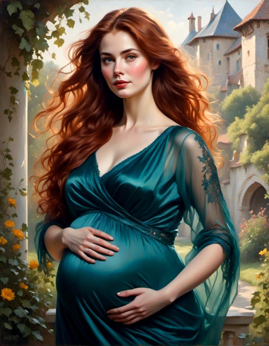 Portrait of Pregnant Woman with Auburn Hair