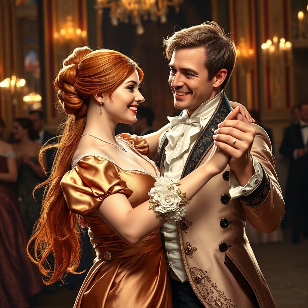 Regal Couple Enjoys Grand Ball in 1812 Era Fantasy