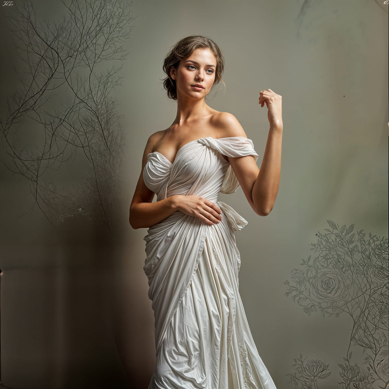 Elegant Nude Woman in Contrapposto Pose