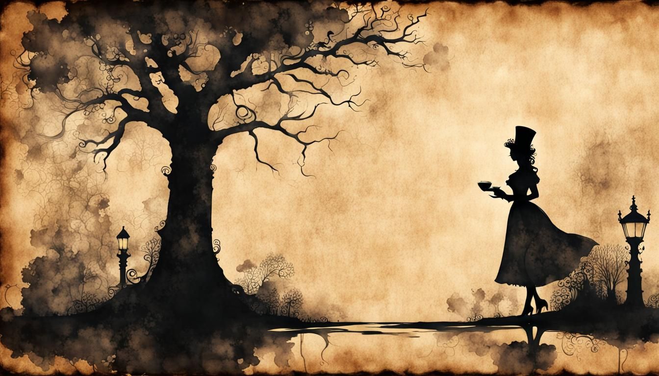 Victorian Lady in Steampunk Ink Painting