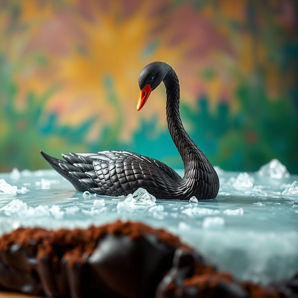Dark Chocolate Swan Sculpture on Sugar Glass Lake