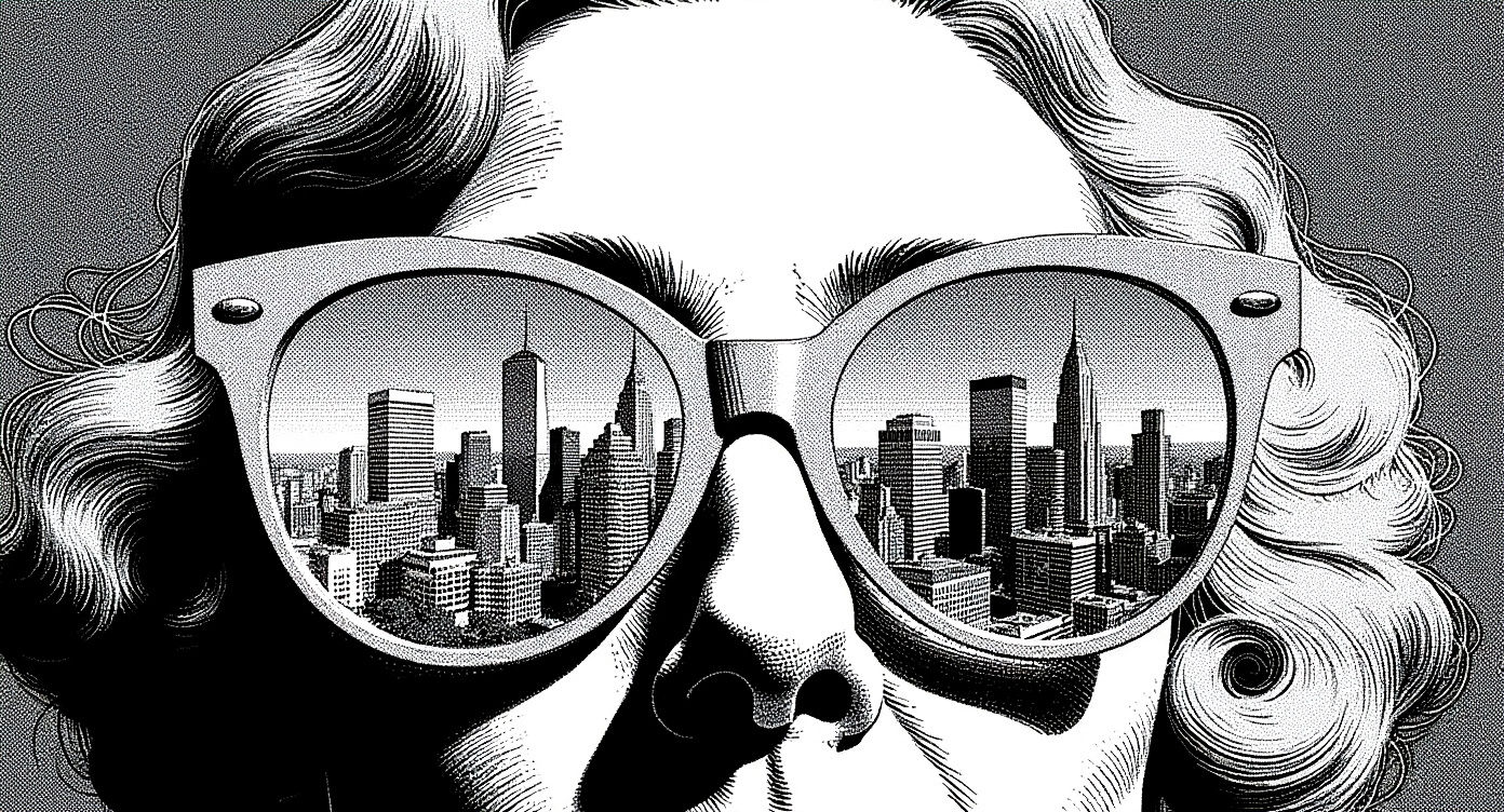 Iris Apfel Fashion Sketch with Reflections in Her Eyes