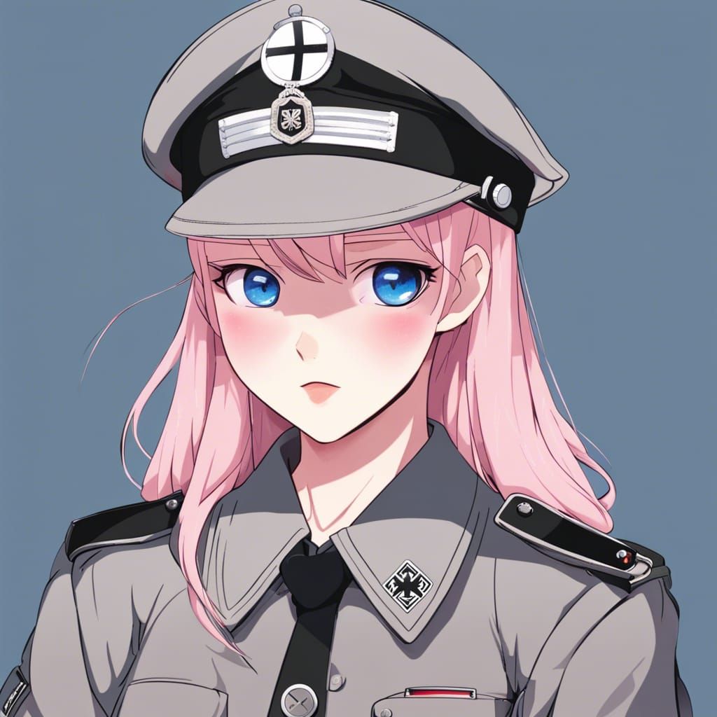 Anime Girl in Waffen SS Uniform, Manga Style