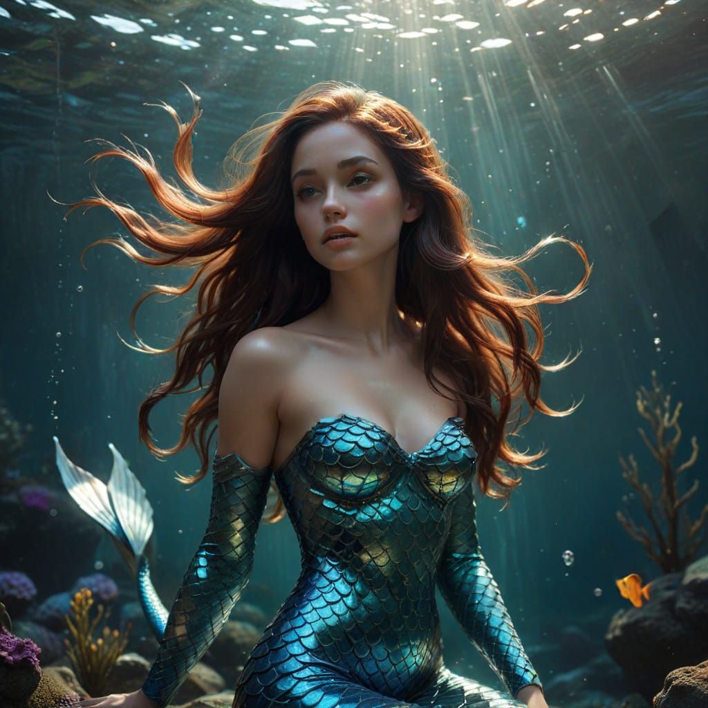 Ethereal Mermaid Ascends in Photorealistic 3D