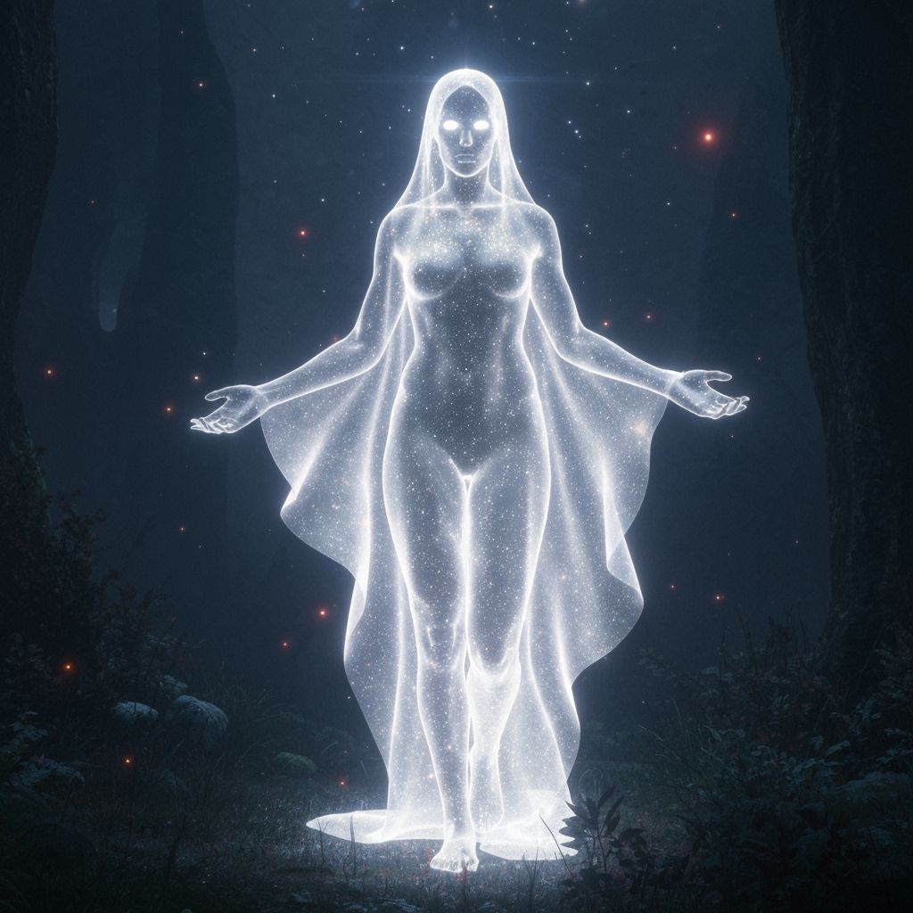 Ethereal Specter Shimmers in Ghostly Digital Art