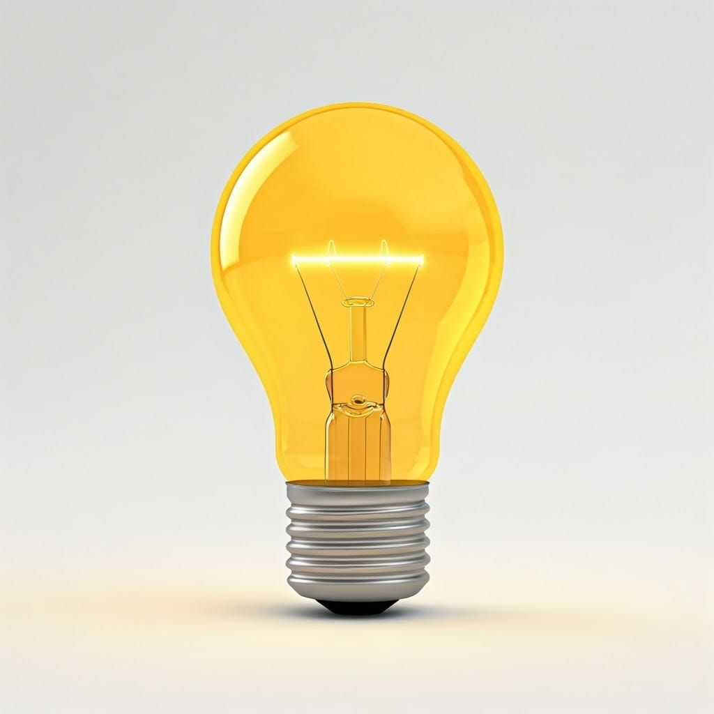 Intricately Detailed Yellow Light Bulb in Minimalist Futuris...
