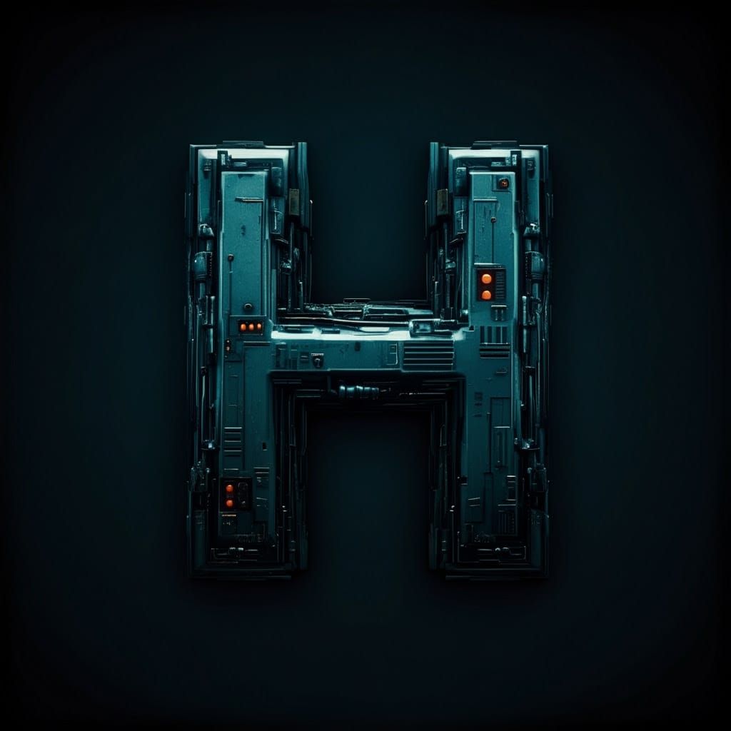 Stunning Sci-Fi Letter H in Cinematic 35mm Film Style