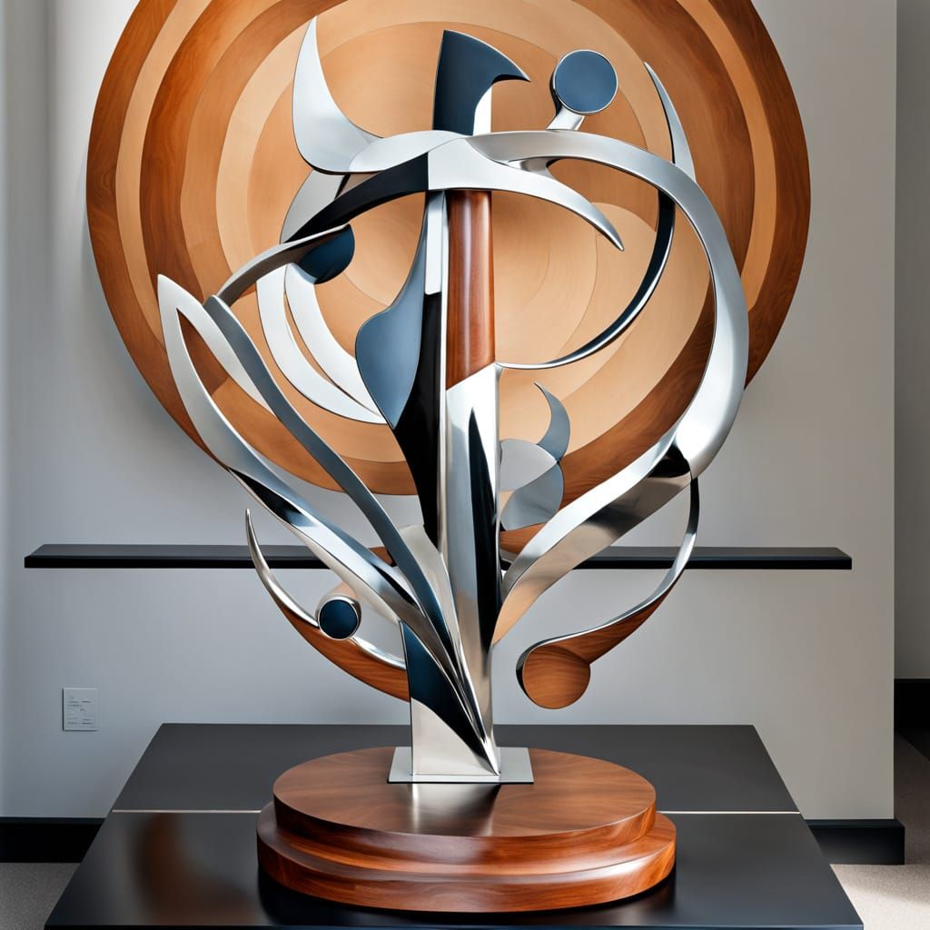Wood and silver sculpture