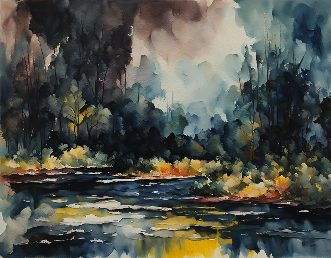 Landscape To Run To Or Run From 🖤💚🧡
DARK AND MOODY WATERCOLORS OF ART