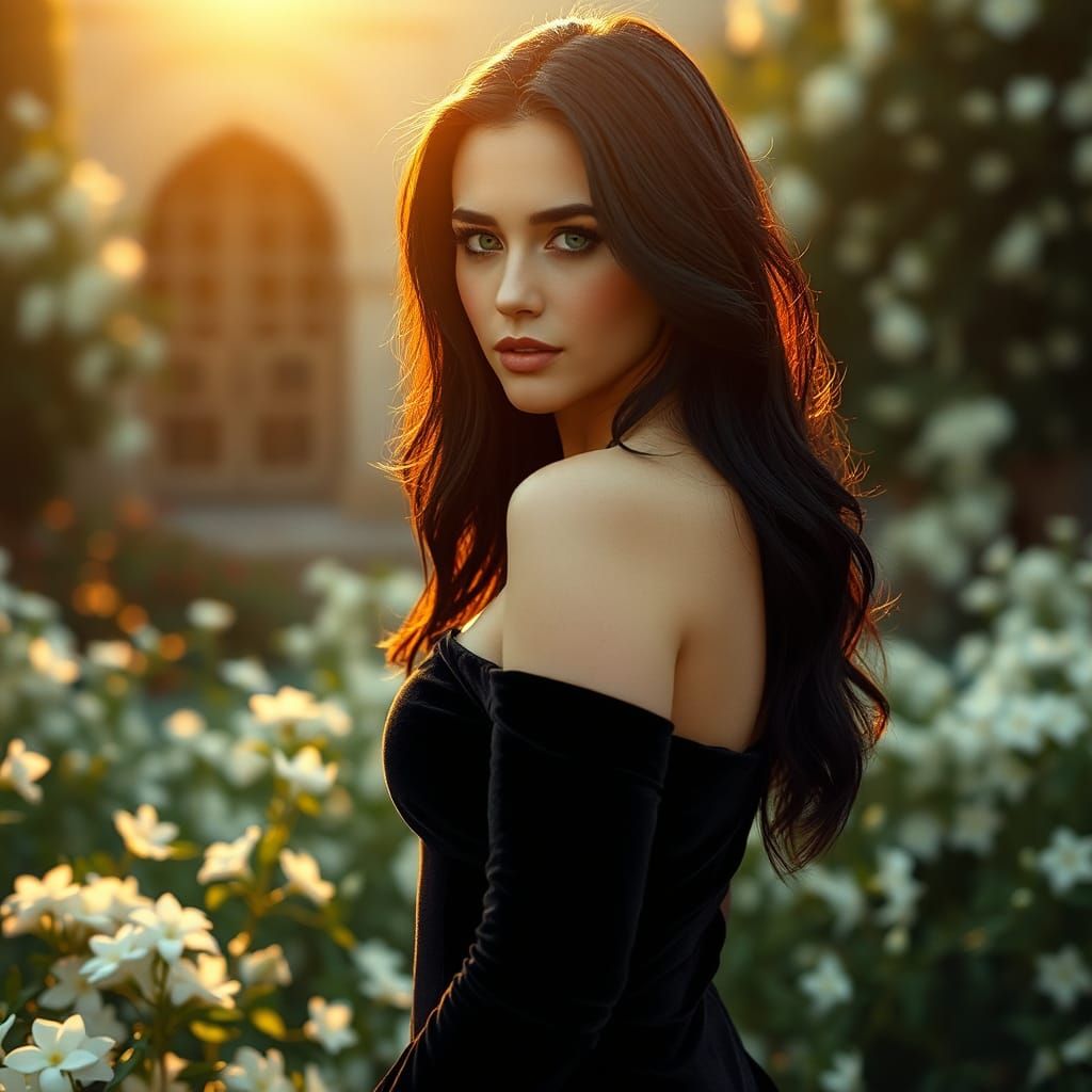 Jennifer Lawrence Look-Alike in Lush Arabic Garden