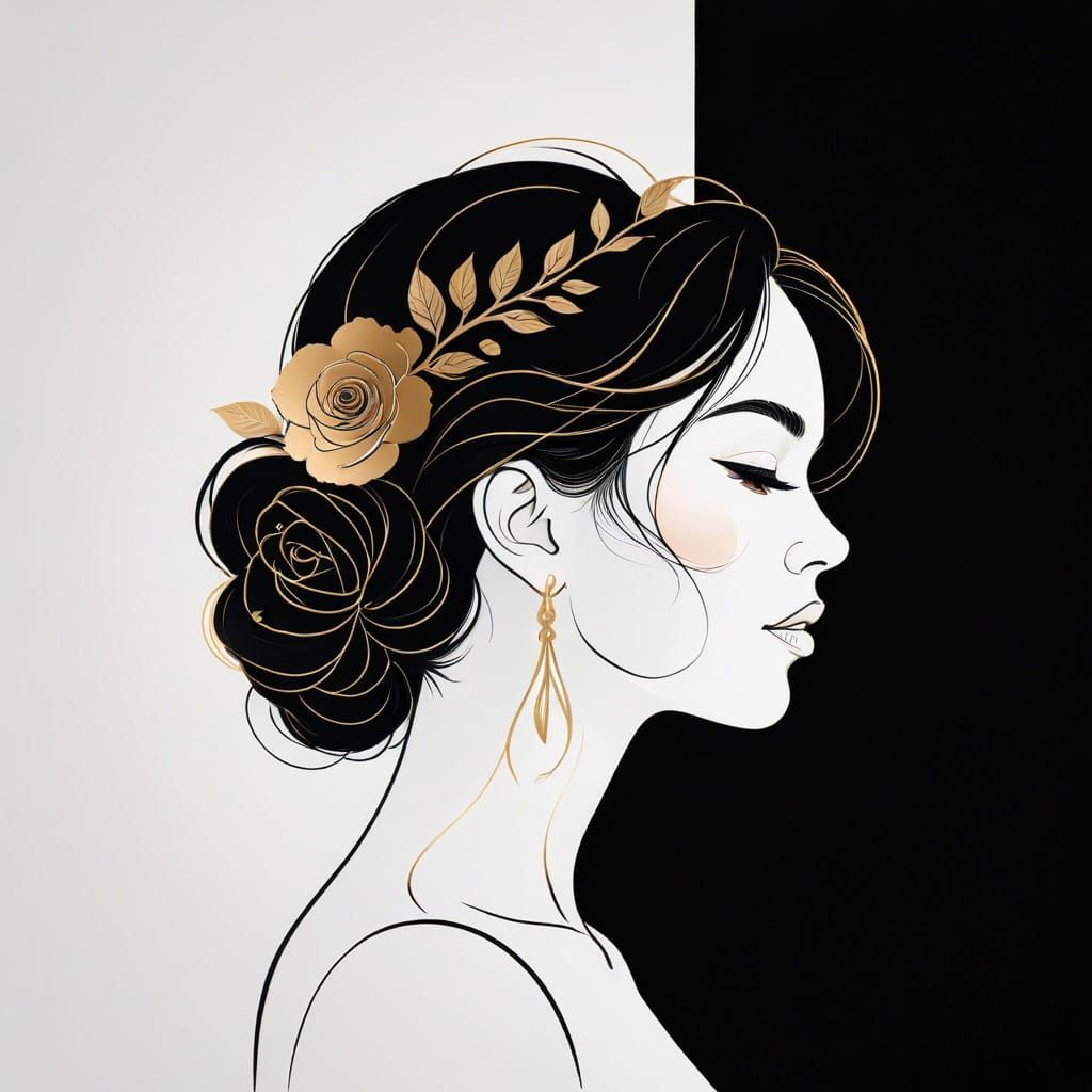 Minimalist Profile Logo: Rose & Gold Line Art