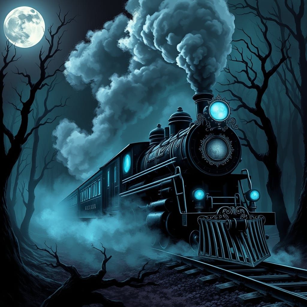 Gothic Whimsy Locomotive Chugs Through Haunted Forest