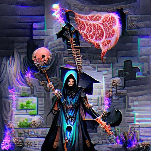 Enigmatic Necromancer in Shadowy Realm