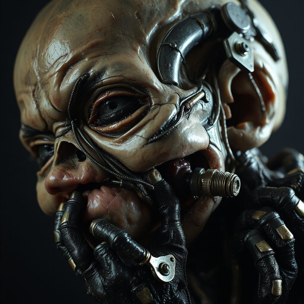 Biomechanical Zombie Baby Devouring Face