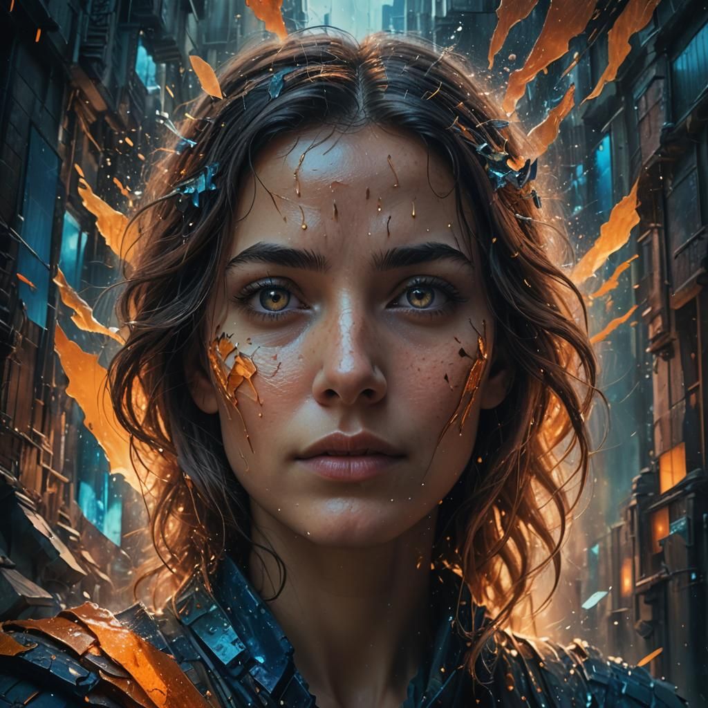 Mystical Woman's Gaze in Detailed Matte Painting
