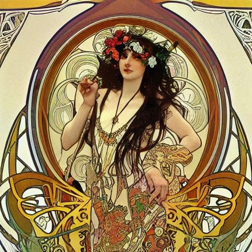 Na'amah with Roses in Art Nouveau Style
