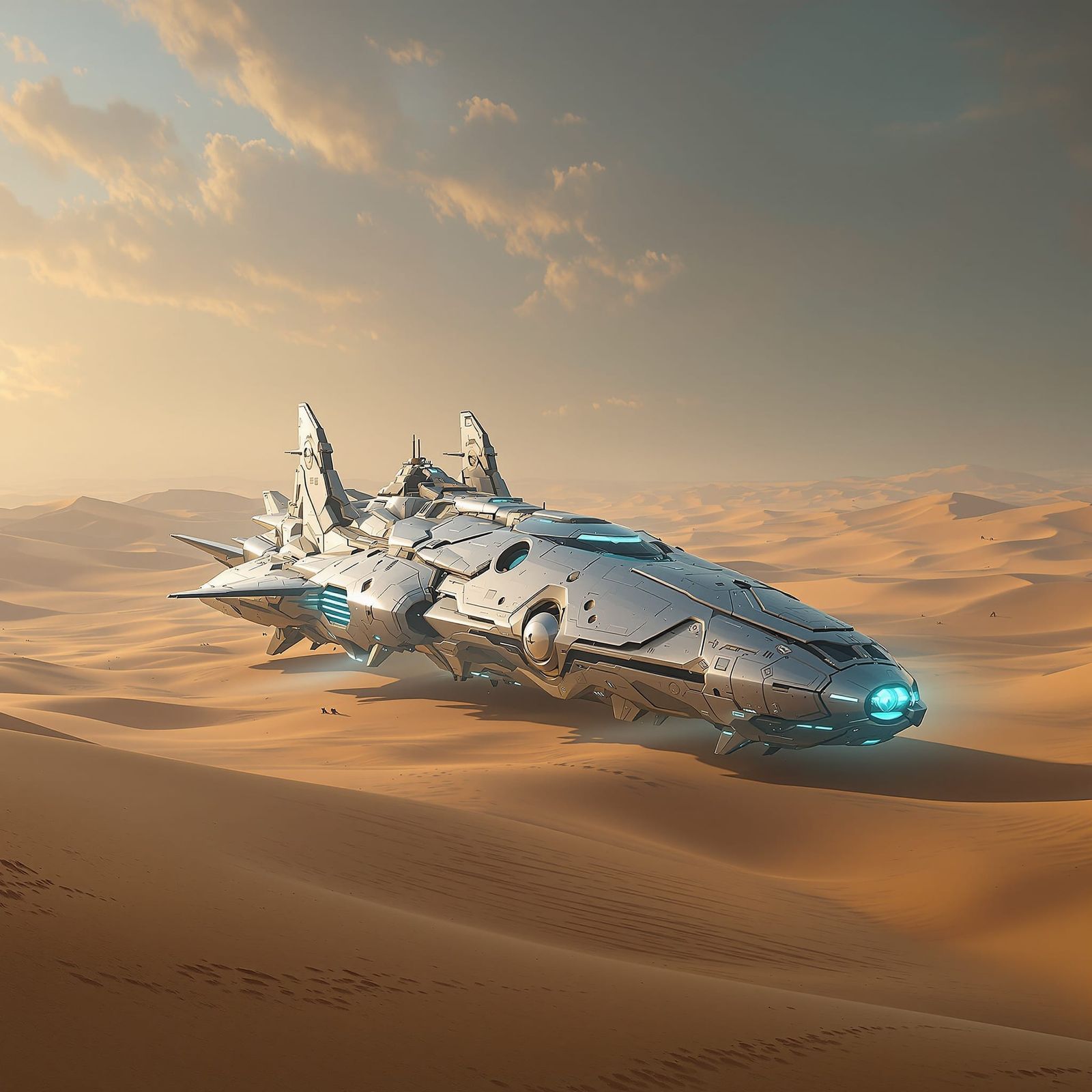 Fractal Ship Stranded in Windswept Desert