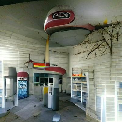 Eerie Abandoned Gas Station at Night