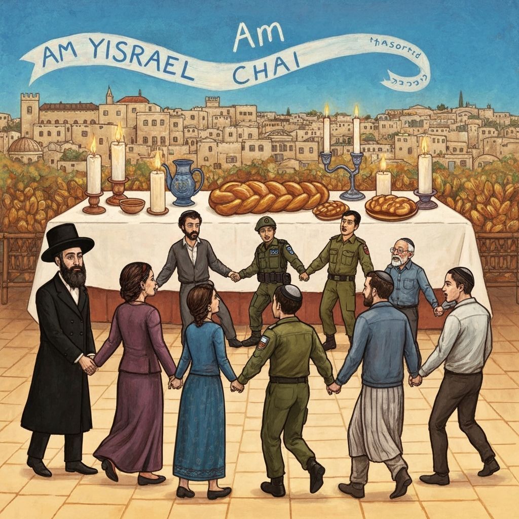 Diverse Jewish Group Dancing in Jerusalem