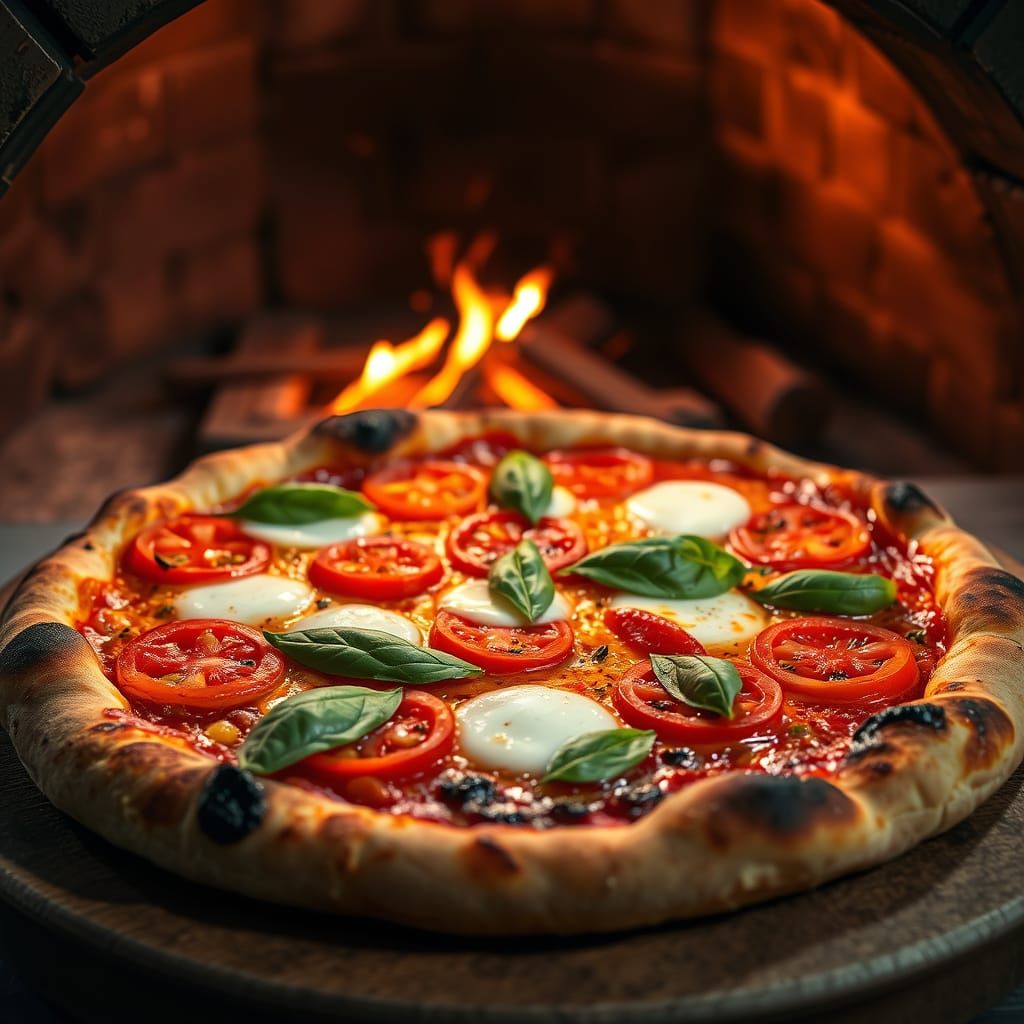 Authentic Margherita Pizza Fresh From Wood-Fired Oven