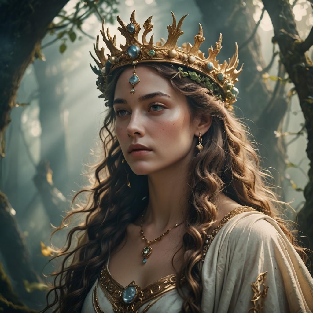 Ethereal Goddess of Youth Portrait in Suspended Setting