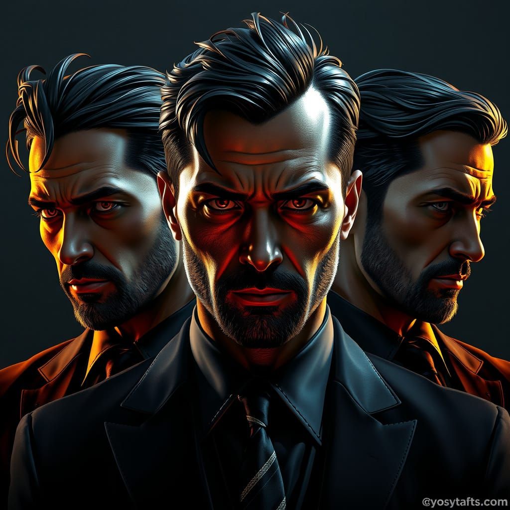 Men in Dark, Gritty, High-Stakes Portrait Art