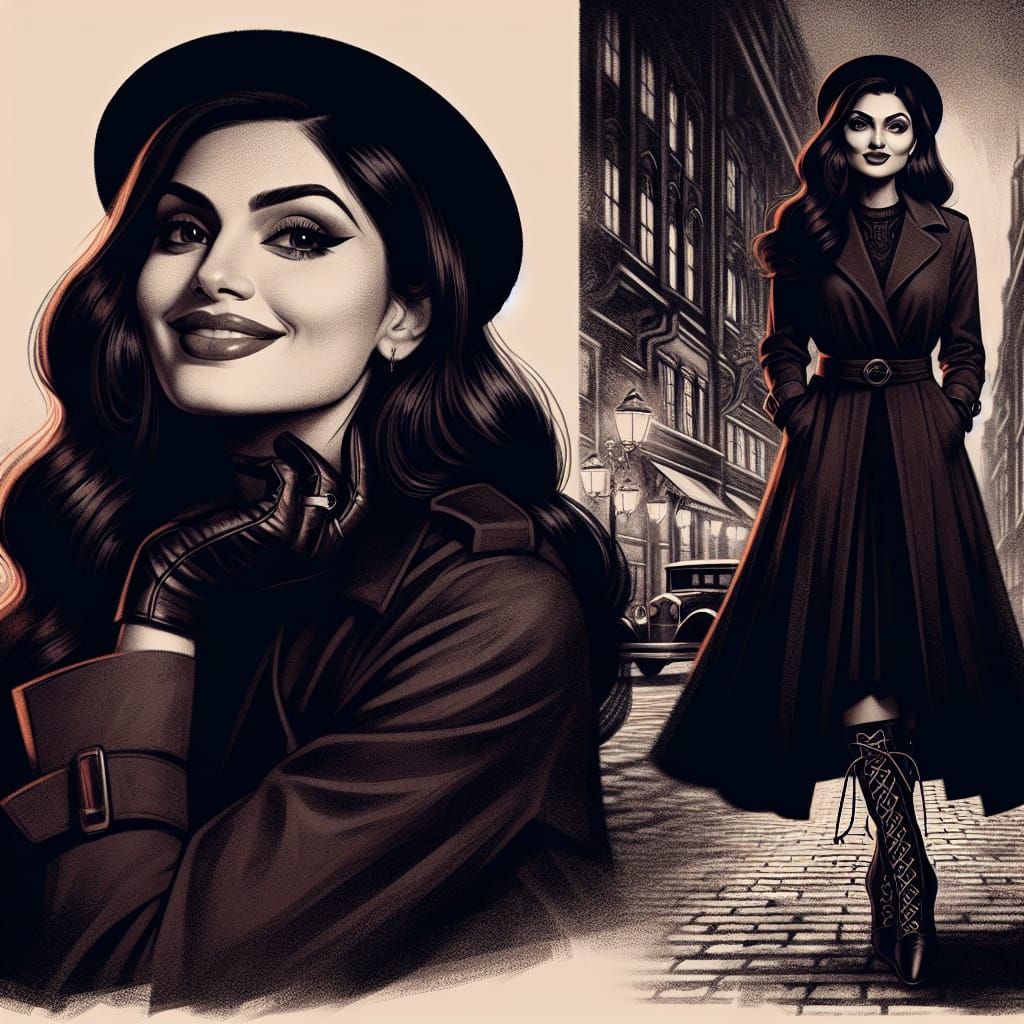 Vintage Spy in City Street, High Renaissance Style